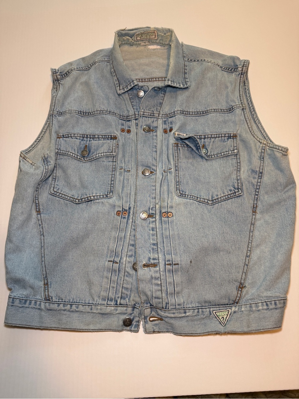 Guess Light Wash Denim Vest - Pale Blue
